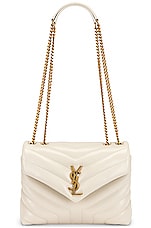 Saint Laurent Small Loulou Chain Bag in Blanc Vintage, view 6, click to view large image.