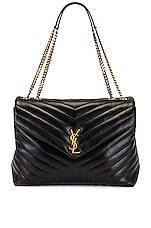 Saint Laurent Large Loulou Chain Bag in Noir, view 6, click to view large image.