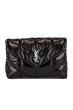 Saint Laurent Small Puffer Pouch in Noir, view 1, click to view large image.