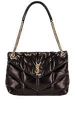 Saint Laurent Medium Puffer Chain Bag in Nero, view 6, click to view large image.