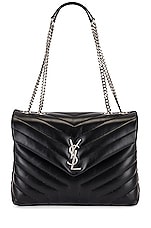Saint Laurent Medium Loulou Chain Bag in Nero & Nero, view 6, click to view large image.
