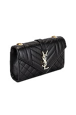 Saint Laurent Small Tri-Quilt Envelope Chain Bag in Nero & Nero, view 4, click to view large image.