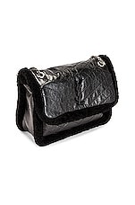 Saint Laurent Medium Niki Shearling Chain Bag in Nero & Nero, view 4, click to view large image.