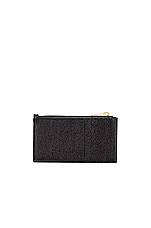 Saint Laurent Zipped Fragments Card Case in Noir, view 2, click to view large image.