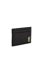 Saint Laurent Tiny Monogramme Credit Card Holder in Nero, view 3, click to view large image.