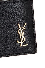 Saint Laurent Tiny Monogramme Credit Card Holder in Nero, view 6, click to view large image.