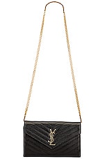 Saint Laurent Monogramme Chain Wallet Bag in Nero, view 6, click to view large image.