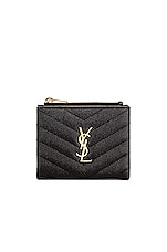 Saint Laurent YSL Credit Card Holder in Nero, view 1, click to view large image.