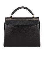 Saint Laurent Mini Cassandra Grain De Poudre Top Handle Bag in Noir, view 3, click to view large image.