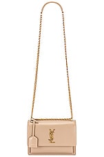 Saint Laurent Medium Sunset Chain Bag in Dark Beige, view 6, click to view large image.