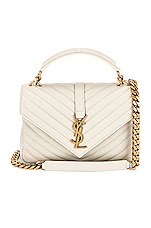 Saint Laurent Medium College Chain Bag in Blanc Vintage, view 1, click to view large image.