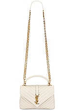 Saint Laurent Medium College Chain Bag in Blanc Vintage, view 6, click to view large image.