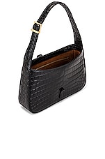 Saint Laurent Le 5 A 7 Embossed Croc Hobo Bag in Noir, view 5, click to view large image.