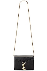 Saint Laurent Mini Cassandra Chain Wallet Bag in Nero, view 6, click to view large image.