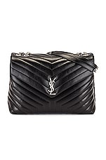 Saint Laurent Large Loulou Chain Bag in Nero & Nero, view 1, click to view large image.