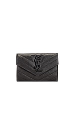 Saint Laurent Monogramme Flap Wallet in Nero, view 1, click to view large image.