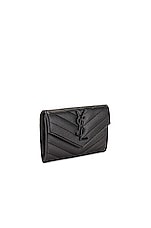 Saint Laurent Monogramme Flap Wallet in Nero, view 3, click to view large image.