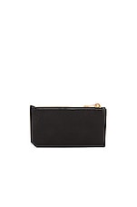 Saint Laurent Tiny Monogramme Zipped Fragments Card Holder in Nero, view 2, click to view large image.