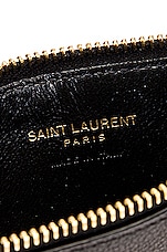 Saint Laurent Tiny Monogramme Zipped Fragments Card Holder in Nero, view 5, click to view large image.