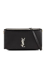 Saint Laurent Monogramme Phone Bag in Nero, view 1, click to view large image.