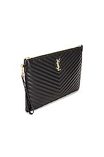 Saint Laurent Monogramme Pouch in Nero, view 4, click to view large image.