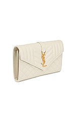 Saint Laurent Mini Envelope Chain Wallet Bag in Crema Soft & Crema Soft, view 4, click to view large image.