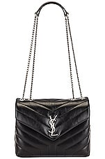 Saint Laurent Small Loulou Chain Bag in Nero, view 6, click to view large image.