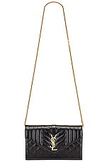 Saint Laurent Mini Envelope Chain Wallet Bag in Nero, view 6, click to view large image.