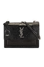 Saint Laurent Medium Sunset Chain Bag in Nero, view 1, click to view large image.