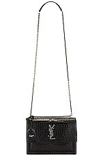 Saint Laurent Medium Sunset Chain Bag in Nero, view 6, click to view large image.