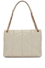 Saint Laurent Medium Puffer Chain Bag in Crema Soft, view 3, click to view large image.