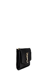 Saint Laurent Uptown Compact Wallet in Nero, view 3, click to view large image.