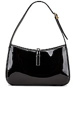 Saint Laurent Le 5 A 7 Patent Hobo Bag in Nero, view 3, click to view large image.