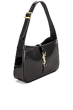 Saint Laurent Le 5 A 7 Patent Hobo Bag in Nero, view 4, click to view large image.