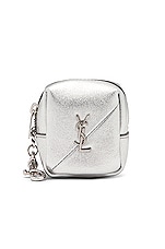 Saint Laurent Jamie Charm Pouch in Argento, view 1, click to view large image.
