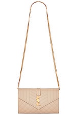 Saint Laurent Envelope Wallet on Chain Bag in Dark Beige, view 6, click to view large image.