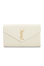 Saint Laurent Classic Chain Wallet Bag in Crema Soft, view 1, click to view large image.