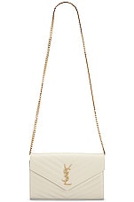 Saint Laurent Classic Chain Wallet Bag in Crema Soft, view 6, click to view large image.