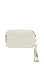 Saint Laurent Mini Lou Chain Camera Bag in Crema Soft, view 3, click to view large image.