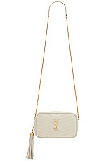 Saint Laurent Mini Lou Chain Camera Bag in Crema Soft, view 6, click to view large image.