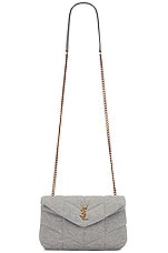 Saint Laurent Toy Puffer Jersey Bag in Grey Cloud & Grey Cloud, view 6, click to view large image.