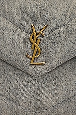 Saint Laurent Medium Puffer Monogramme Denim Chain Bag in Denim Azur & Light Azur, view 8, click to view large image.