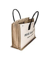 Saint Laurent Rive Gauche Tote Bag in Greggio, Naturale, & Nero, view 5, click to view large image.