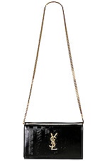 Saint Laurent Monogramme Patent Chain Wallet Bag in Nero, view 6, click to view large image.