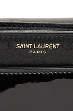 Saint Laurent Small Solferino Patent Monogramme Satchel Bag in Nero & Nero, view 7, click to view large image.