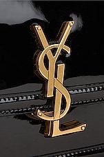 Saint Laurent Small Solferino Patent Monogramme Satchel Bag in Nero & Nero, view 8, click to view large image.