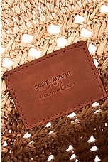 Saint Laurent Small Panier Raffia Bag in Naturale & Brick, view 5, click to view large image.
