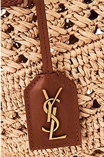 Saint Laurent Small Panier Raffia Bag in Naturale & Brick, view 6, click to view large image.