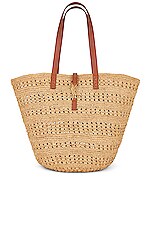 Saint Laurent Rive Gauche Panier Tote in Greggio, Nero & Brick