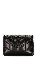 Saint Laurent Puffy Pouch in Nero, view 1, click to view large image.